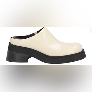 MIISTA Size 8.5 Ivory and Black Leather ODILE MULES